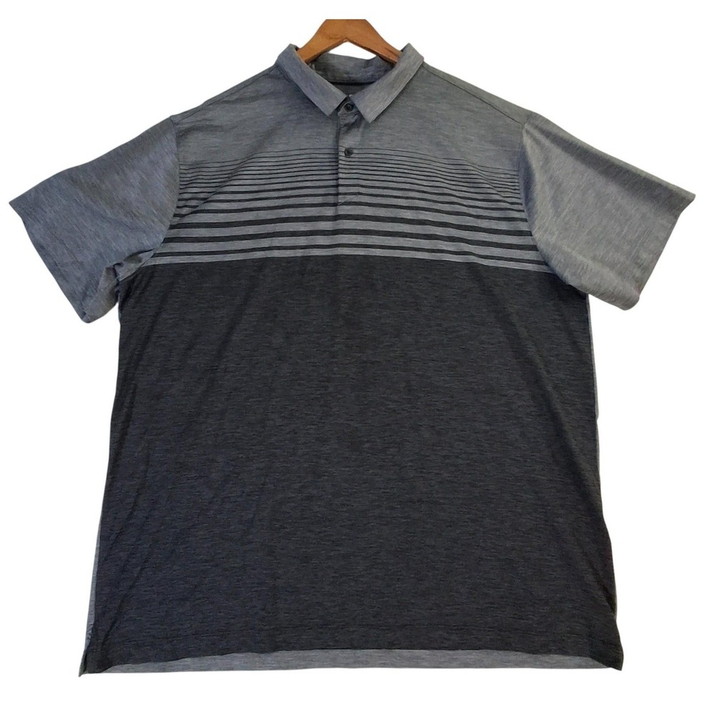 Under Armour Polo Shirt Mens 3XL Gray HeatGear Loose Performance Golf Stripe